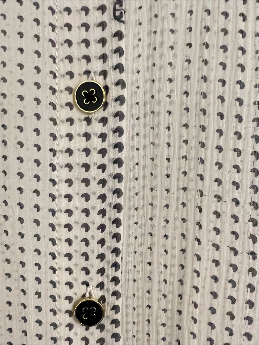 Tory Burch Cream Sheer Bow-Neck Blouse with Black Dot Stripe Logo on Buttons - Picture 6 of 13